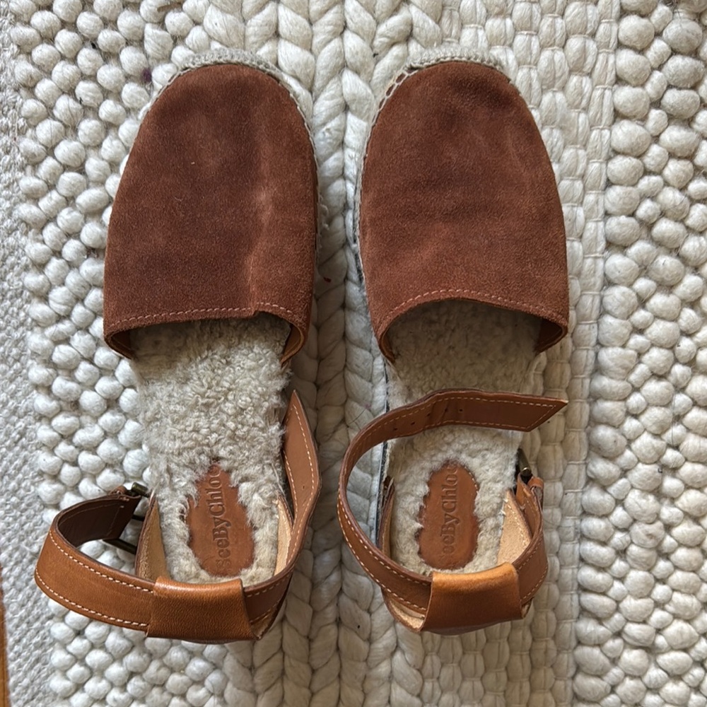 See By Chloe Brown Espadrille Shoes with Ankle Strap - Picture 3 of 5